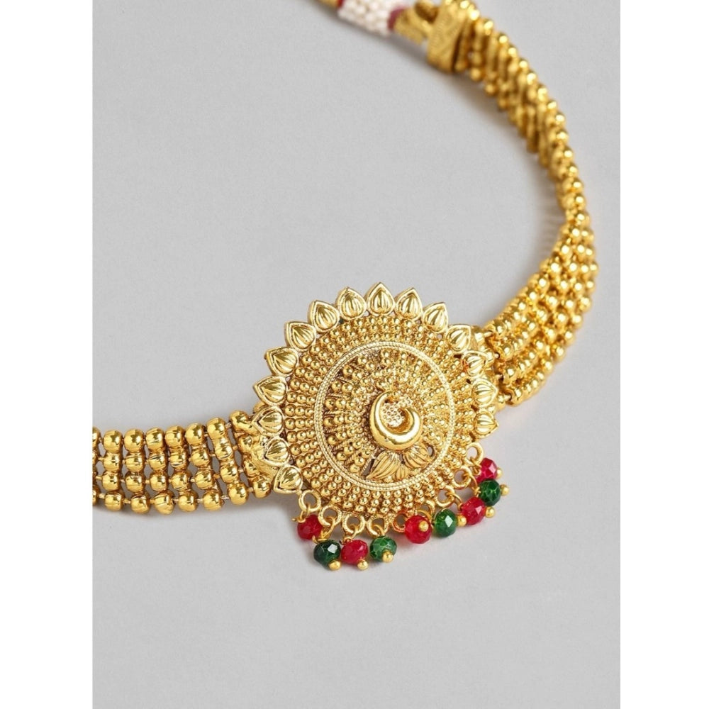 Generic Women's Rose Gold Plated Alloy Necklace & Earings Set (Gold)